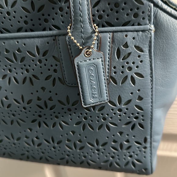 Coach Teal Taylor Eyelet Leather Carryall - Picture 3 of 16